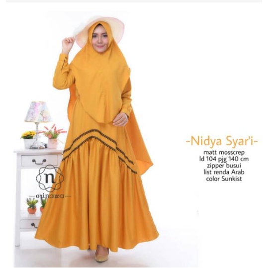 Terlaris  Nidya Syari KUNING - Fashion Muslim Setelan Gamis Wanita- JW62