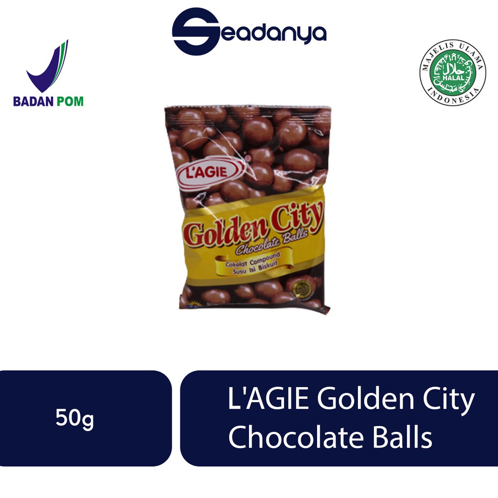 

Lagie Golden City Chocolate Balls Cokelat Compound Bola Susu isi Biskuit 50g