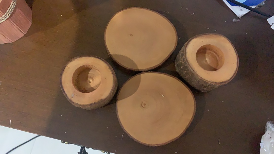 Tatakan 11-12 Cm Coated Kayu Besar Natural Wood Coaster Diameter