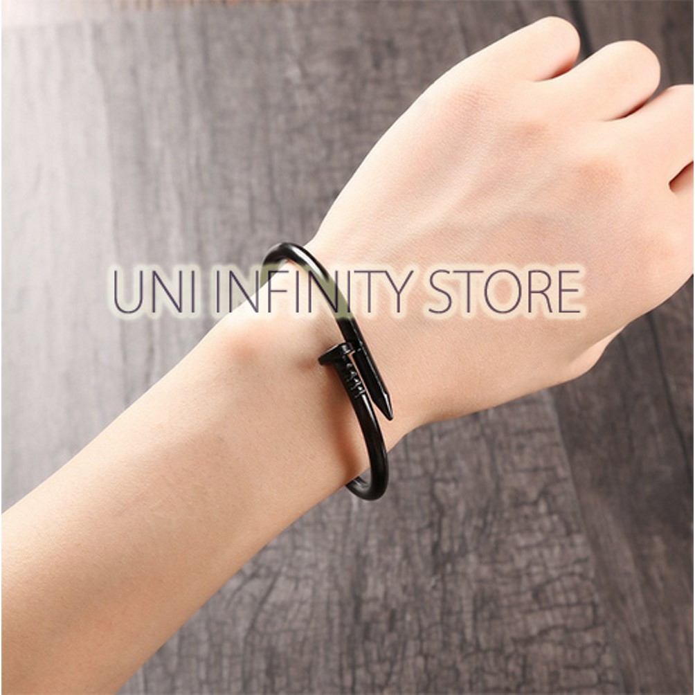 Jual JWBR0045 Gelang Paku Hitam Pria Wanita Black Nail Bracelet Diskon