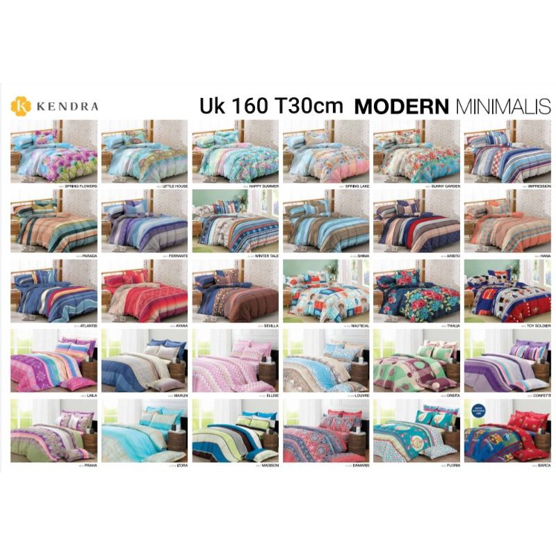 Sprei KENDRA Uk 160x200 T30 Tinggi 30 cm Arcadia Modern Minimalis Black White Cactus Coffee Love Edenia Tropical Forest K Style Ice Cream Hello Winter Madison Minerva Monstera Nessa Oxley Pineapple Racing Car Spring Leaves Sweet Dream Saranghae Unicorn