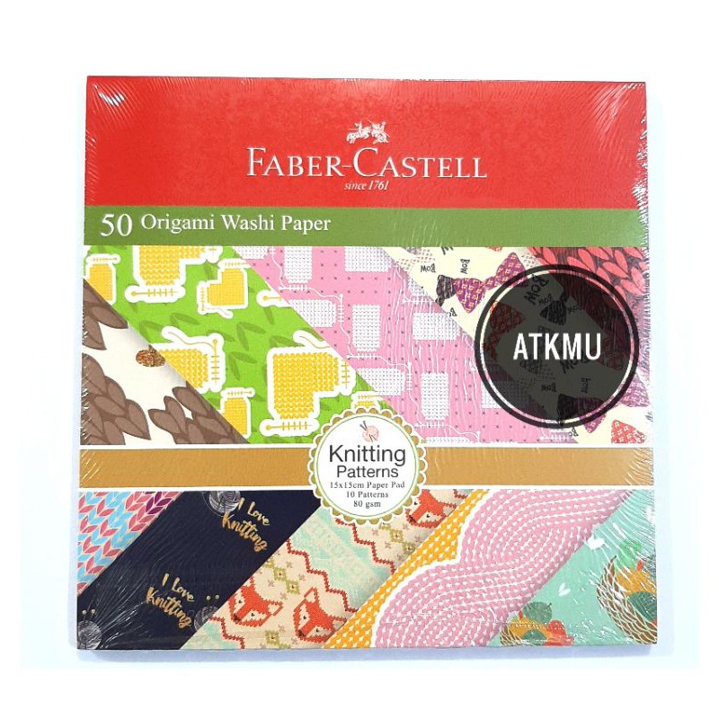 

Origami Washi Paper FABER CASTELL 15x15cm Knitting Patterns 1 Pak isi 50 Sheets 10 Motif