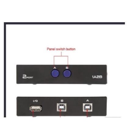 Usb A 2.0 switcher sharing manual NB 2 port 480Mbps metal 2x1 for printer 1A2B - Usb2.0 switch 1 printer 2 pc cpu laptop