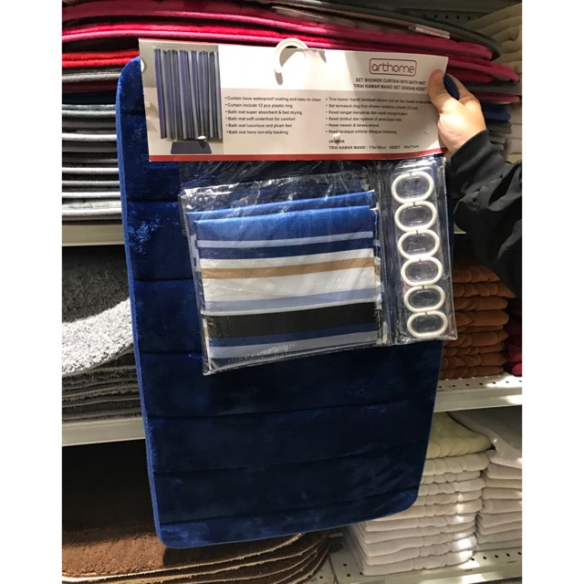 Keset kamar mandi bath mat + shower curtain tirai kamar mandi ace hardware
