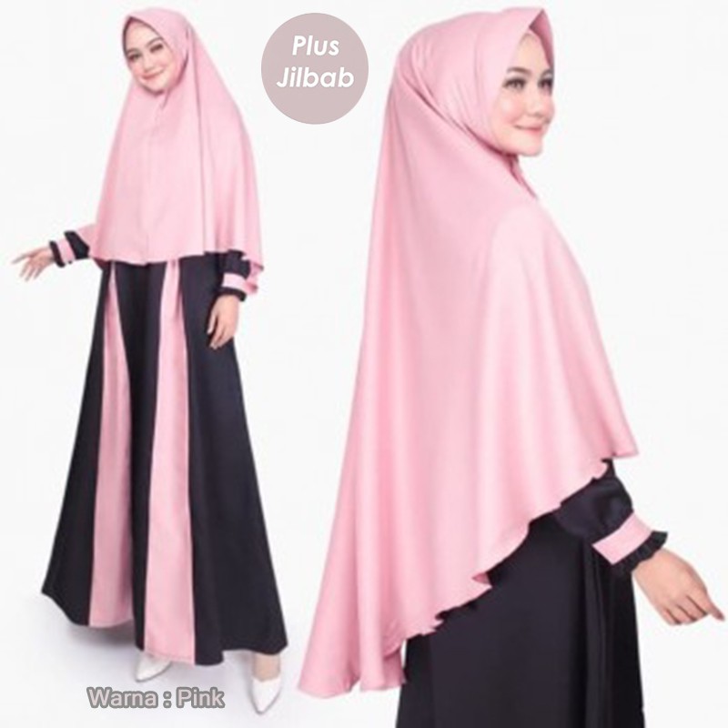 SAFA SYARI TERMURAH! gamis polos 5 warna set khimar Original Moscrepe AJWA BY LUFY