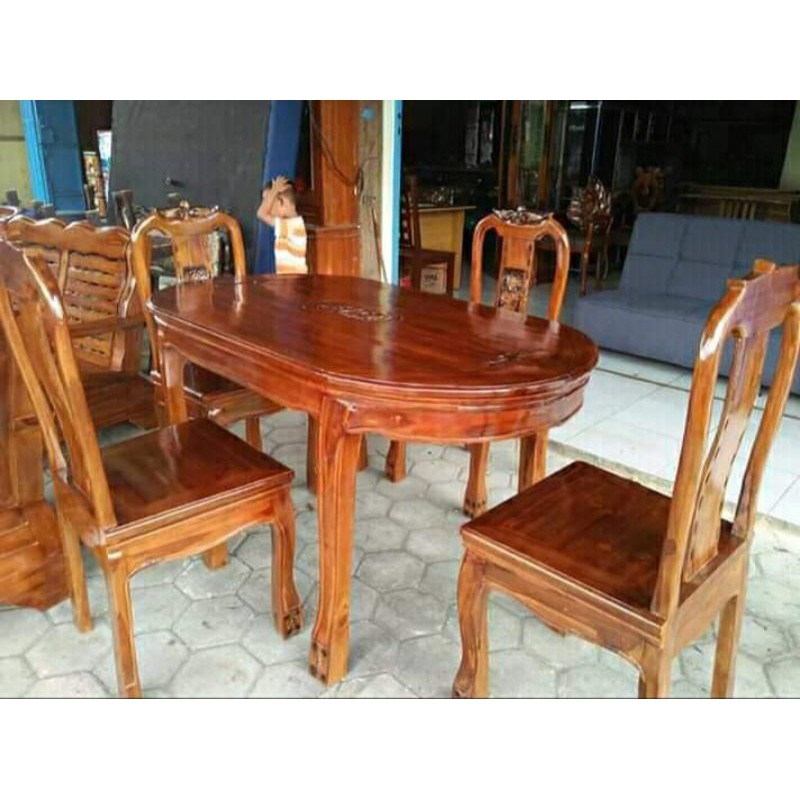 set kursi meja makan mebel meubel furnitur jepara murah modern tren terbaru terkini