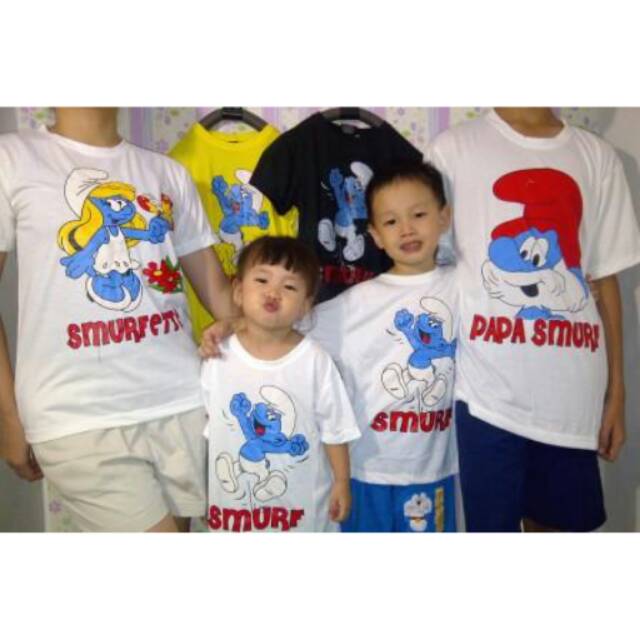 Baju kaos Family 4in1 - Smurf