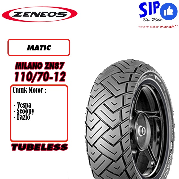 Ban motor Vespa Zeneos Milano 110 70 12 Tubeless