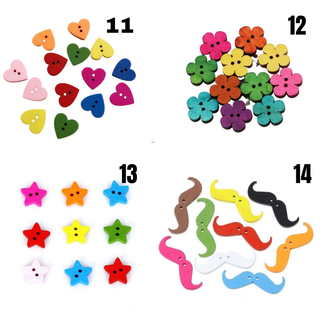 Kancing Kayu / Wooden Button Seri Handmade - PCS