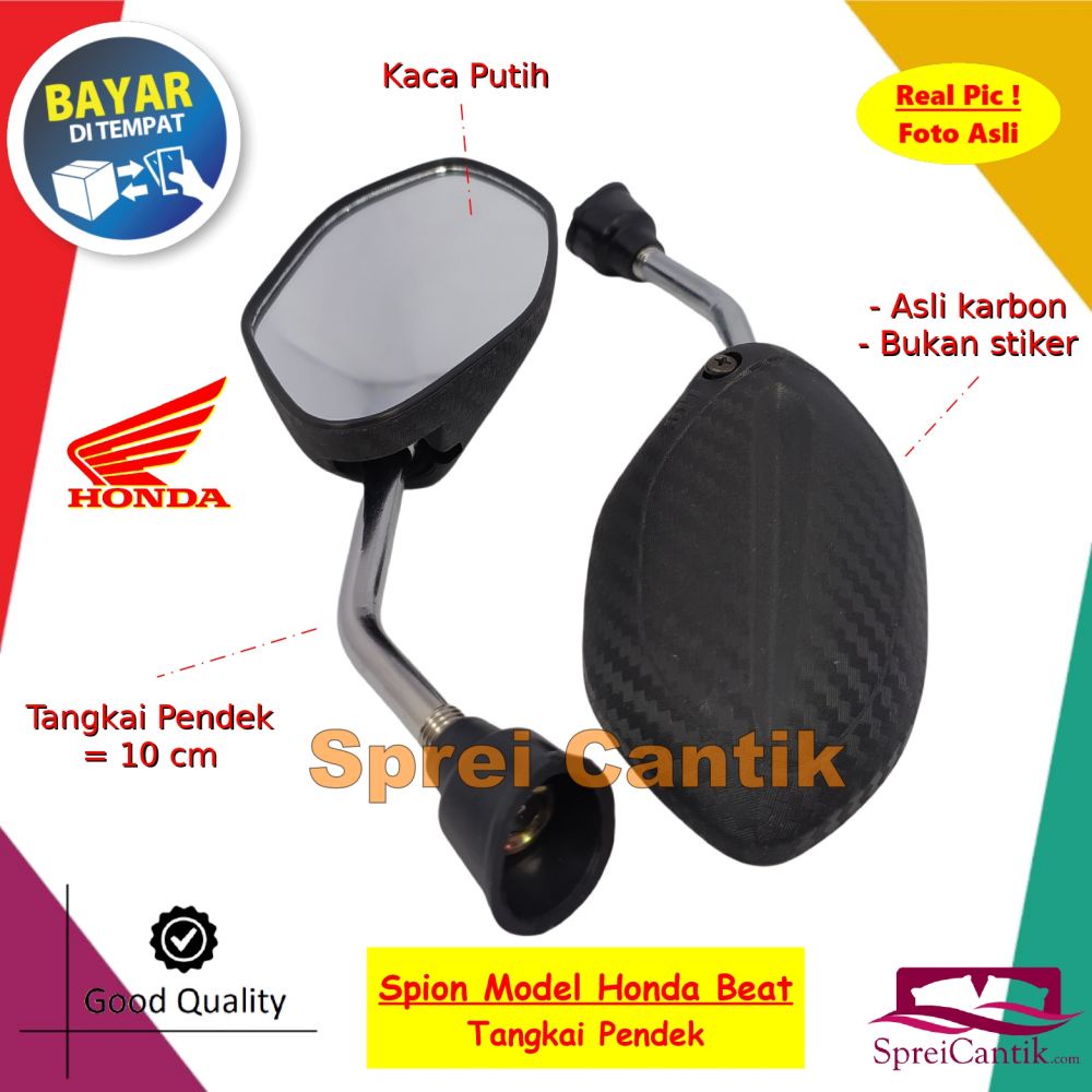 [PROMO] Spion Motor HONDA Model Beat Mini Tangkai Pendek - Variasi Aksesoris Kaca Spion Sepion Motor Honda Beat Pop / Fi ESP / Karbu / Vario / Supra / Kharisma / Genio / Dsb