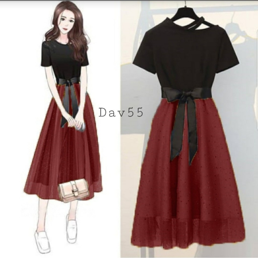 [VLFK] Dress / Dress korea Terbaru / Dress wanita Tile / Dres Wanita Terbaru / Dress casual Korea