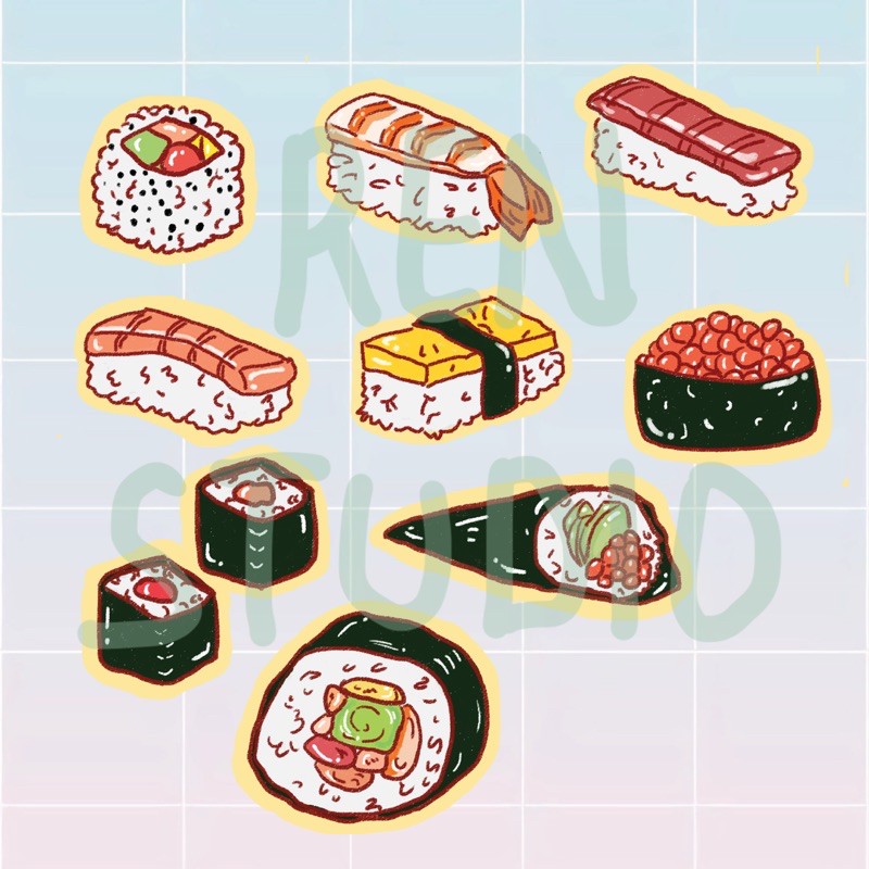 

Sushi Sticker Pack Aesthetic Journal Sticker Sushi