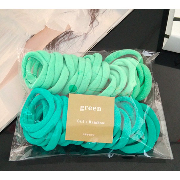 Ikat Rambut Korea Towel Ring Set ( isi 50pcs)-TOWEL RING - GREEN