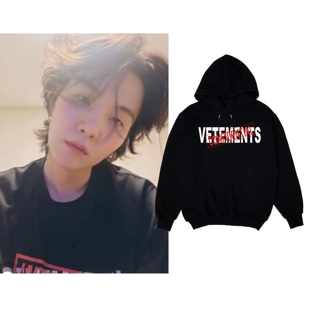 Jaket Hoodie Suga confidential dtf print depan