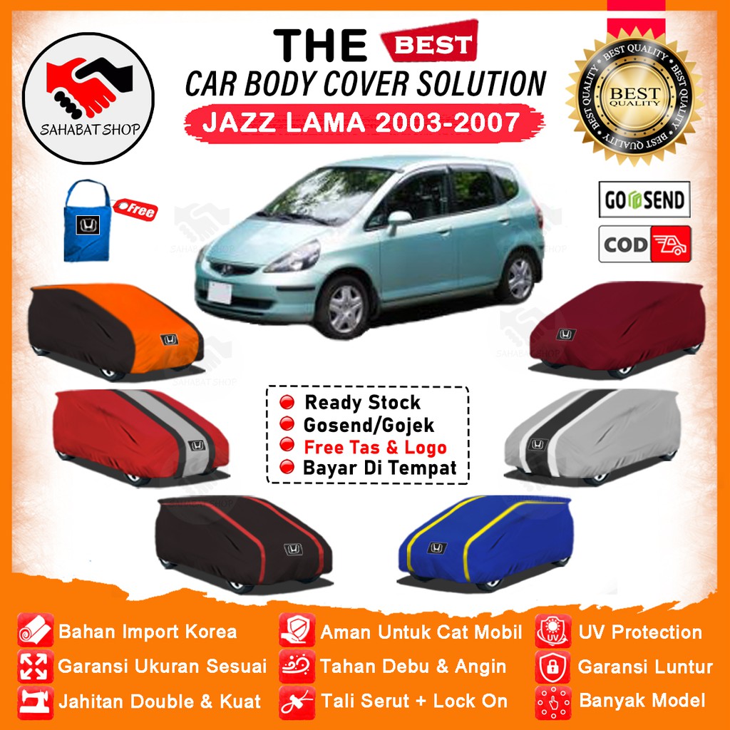 Sahabat Body Cover Mobil Jazz / Sarung Penutup Honda Jazz Gen 1 Outdoor / Mantel Tutup Selimut Mantol Kerudung Jas Kelambu Kerodong Pelindung Pembungkus Terpal Tutupan Bungkus Mobil Jazz Lama IDSI GD3 Waterproof Anti Air Model Orange