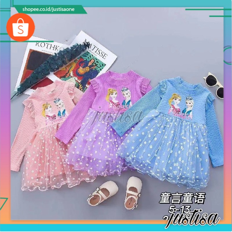 Promo !! Dress anak perempuan import / Dress sister frozen blink Ukuran 4 Bulan - 2 tahun / Dress anak lucu