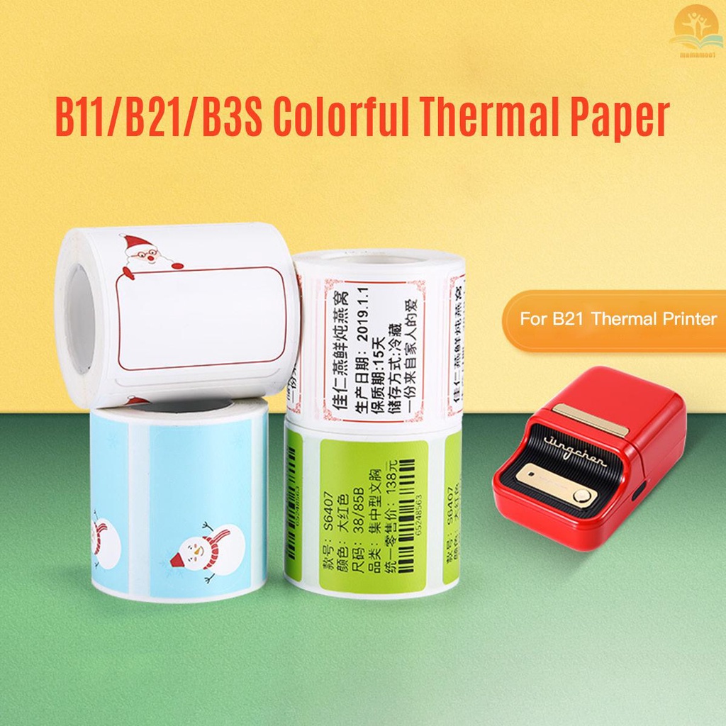 Niimbot Colorful Cartoon Thermal Printing Paper Roll Price Size Name Label Paper Waterproof Tear Resistant 40*20mm 320Sheets/Roll for B11/B21/B3S Thermal Printer for Home Organization Supermarket Warehouse