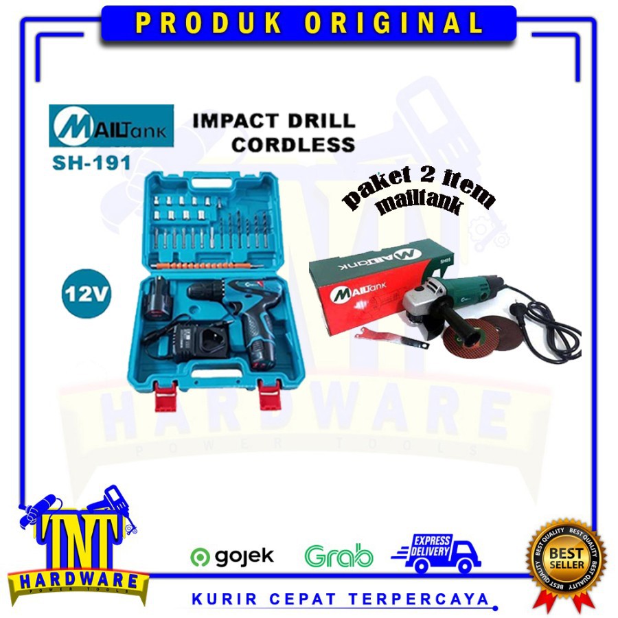 PAKET 2 ITEM MESIN BOR CORDLESS SH 191 DAN GERINDA TANGAN SH05 MAILTANK