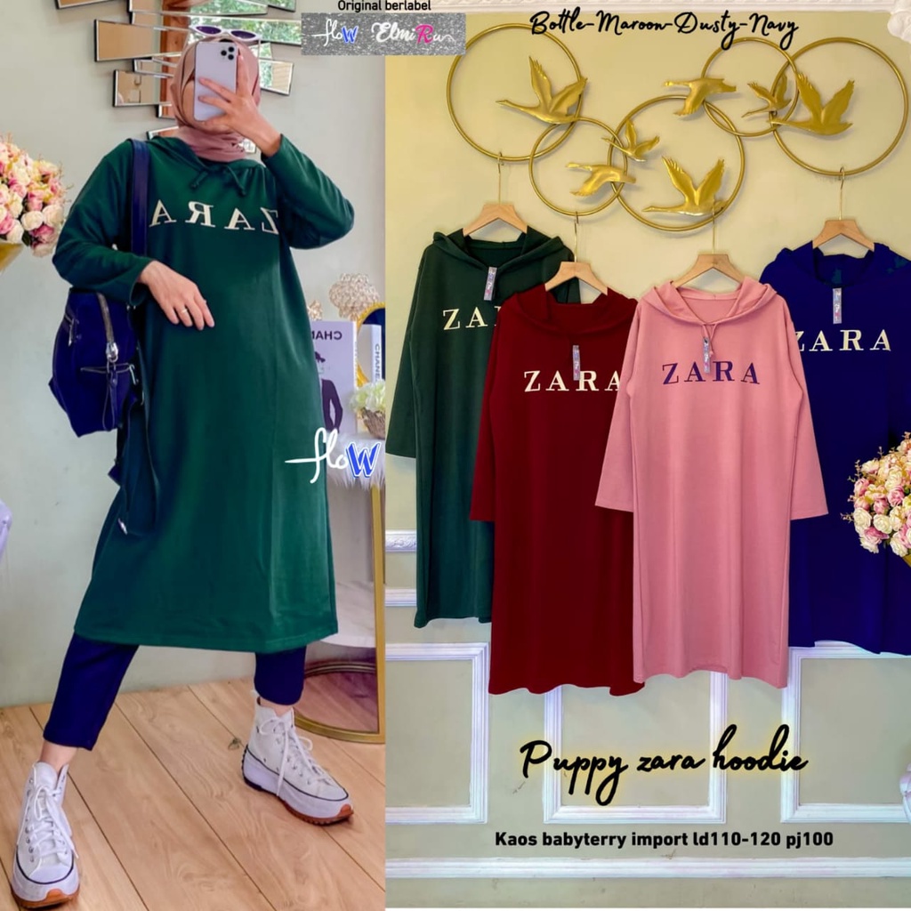 PUPPY ZARA ELMIRA FLOW HOODIE KAOS BABY TERRY IMPORT ALL SIZE MODEL TERBARU