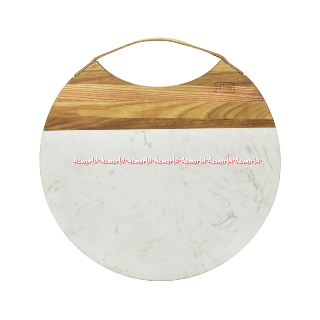 Culinart 28cm Papan Talenan Marbel Kayu Bulat Papan Tempat Memotong Irisan Model Bulat Culin Art Cutting Board Round Warna Putih Coklat