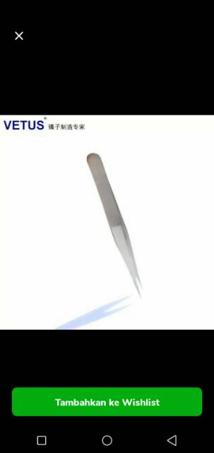 pinset vetus st10 model lurus lancip jual per/1pak isi 10pcs tweezers