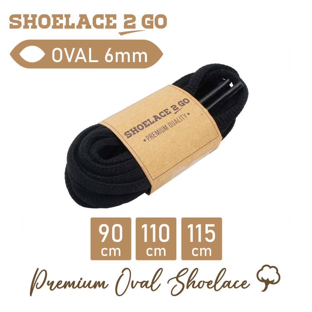 SHOELACE 2 GO PREMIUM TALI SEPATU LONJONG OVAL B1 - BLACK