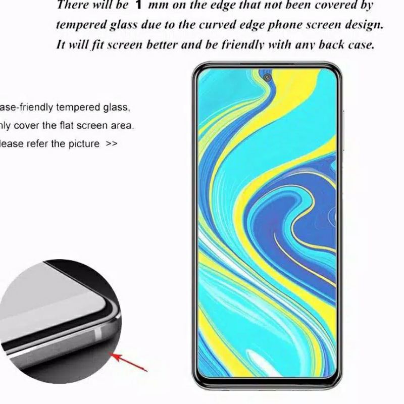 Tempered Glass Bening REDMI 9 Full Glue Screen Guard Protector