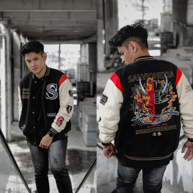 Jaket Varsity Baseball Leather Original Unisex Salvio Hexia