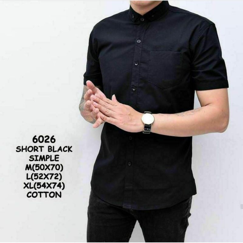 KEMEJA PRIA BOYI TOP MAN LENGAN PENDEK KASUAL FORMAL KERJA PUTIH HITAM NAVY GREY