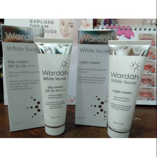 Pelembab Wardah White Secret day cream dan night cream cerah dan bersih