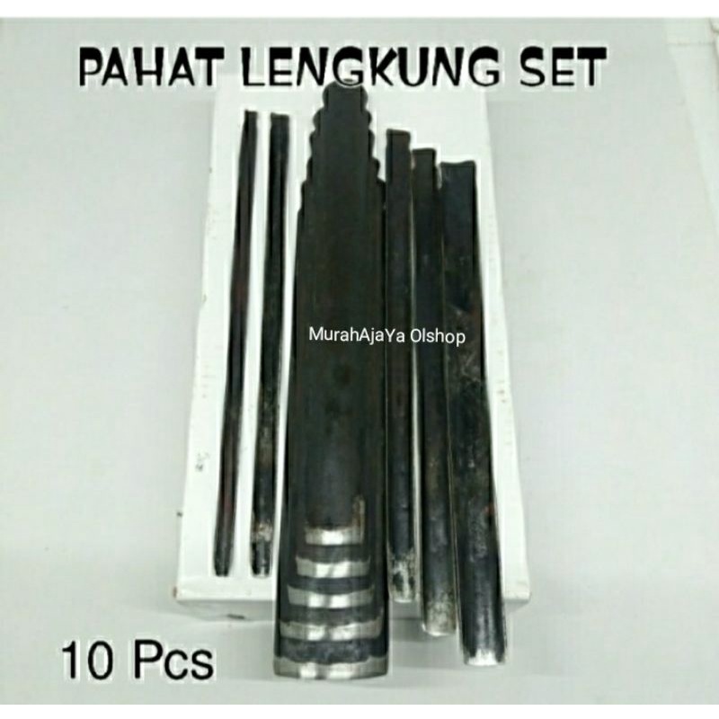 PAHAT UKIR  KOL JEPARA / PAHAT KOL LENGKUNG SET 10  SERI BAHAN BAJA BERKWALITAS & SUDAH DIASAH/SIAP 