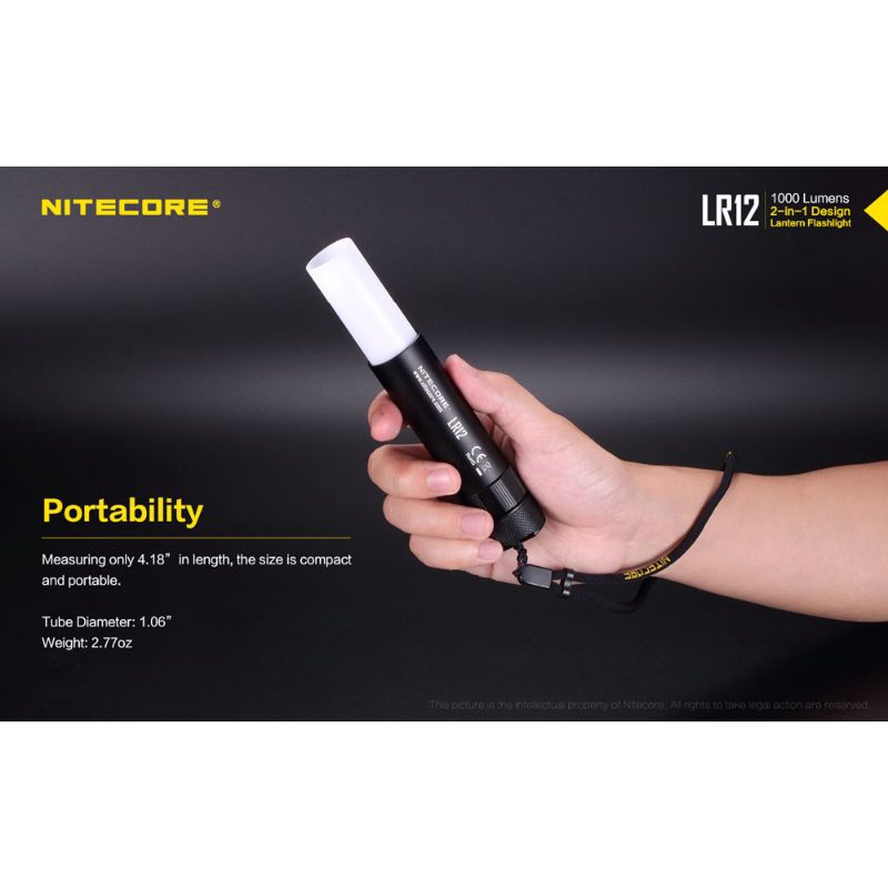 NITECORE LR12 Senter 2in1 Design Lipstick CREE XP-L HD V6 1000 Lumens