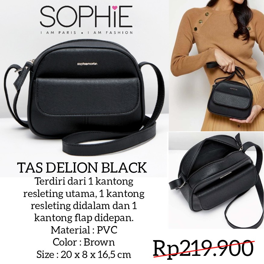 TAS DELION BLACK SOPHIE MARTIN PARIS PROMO TAS HITAM SELEMPANG WANITA BAG