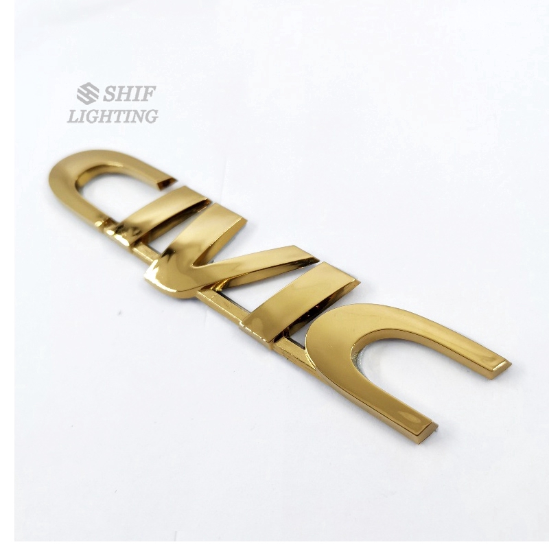 1pc Stiker Emblem Logo Honda Civic Bahan Abs Warna Gold Untuk Bagasi Belakang Mobil