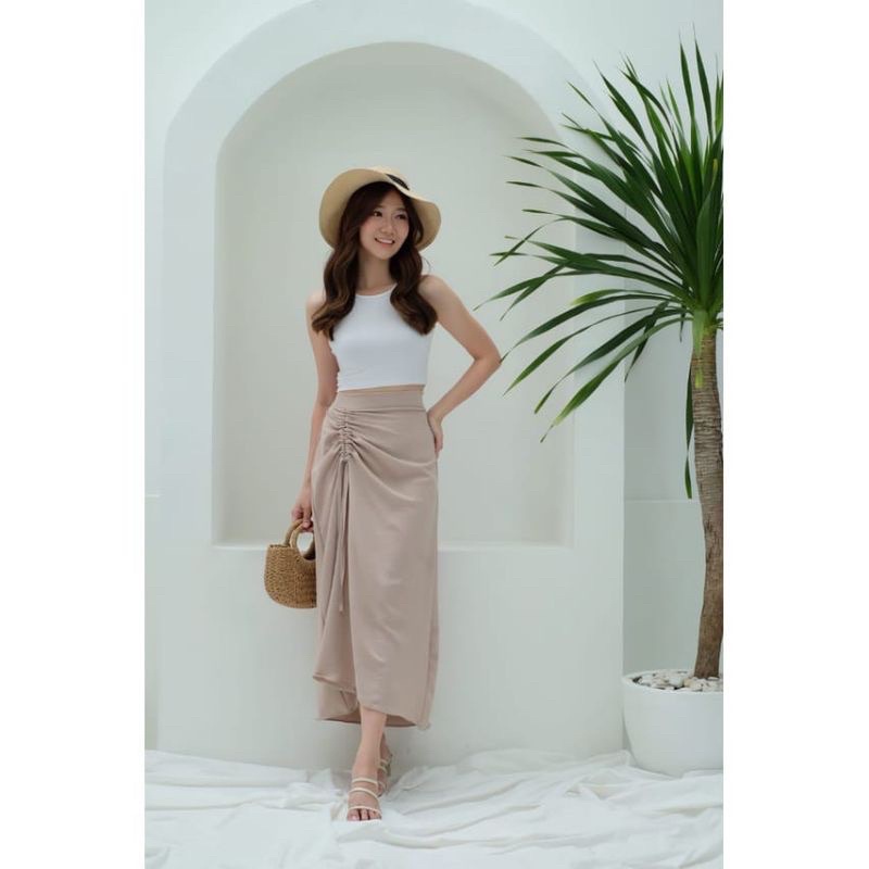 JOSEPH MIDI SKIRT - ROK SERUT CASUAL CRINKLE - KOREAN SKIRT