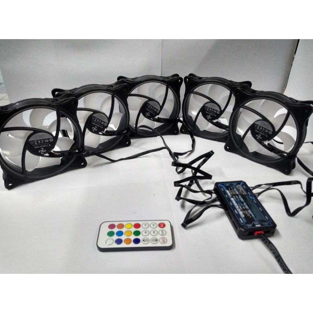 Fan Casing 12Cm RGB XQ-6P paket 5 (5 fan RGB12cm + controller + remote)