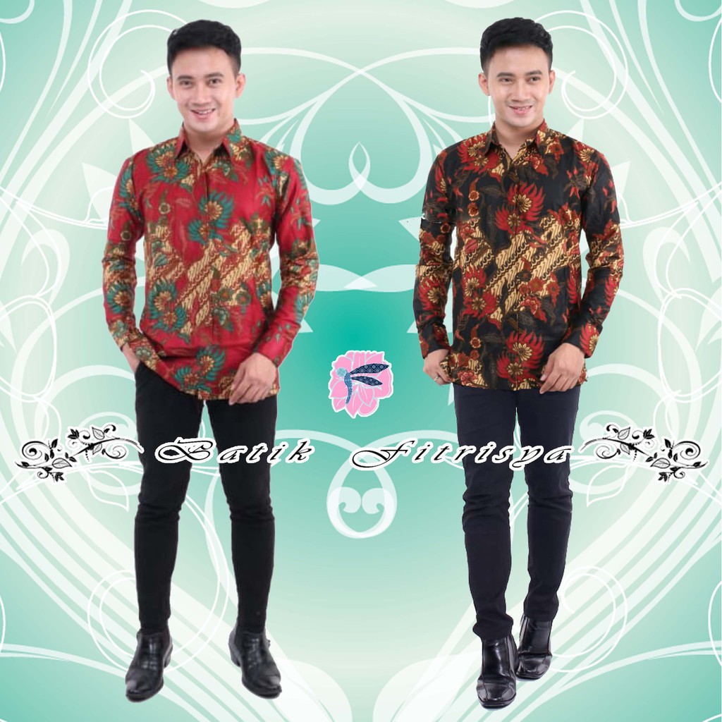 KEMEJA LENGAN PANJANG BAHAN PREMIUM MOTIF ORIGINAL DAUN BUNGA MAWAR BATIK PEKALONGAN JAWA PRIA MURAH