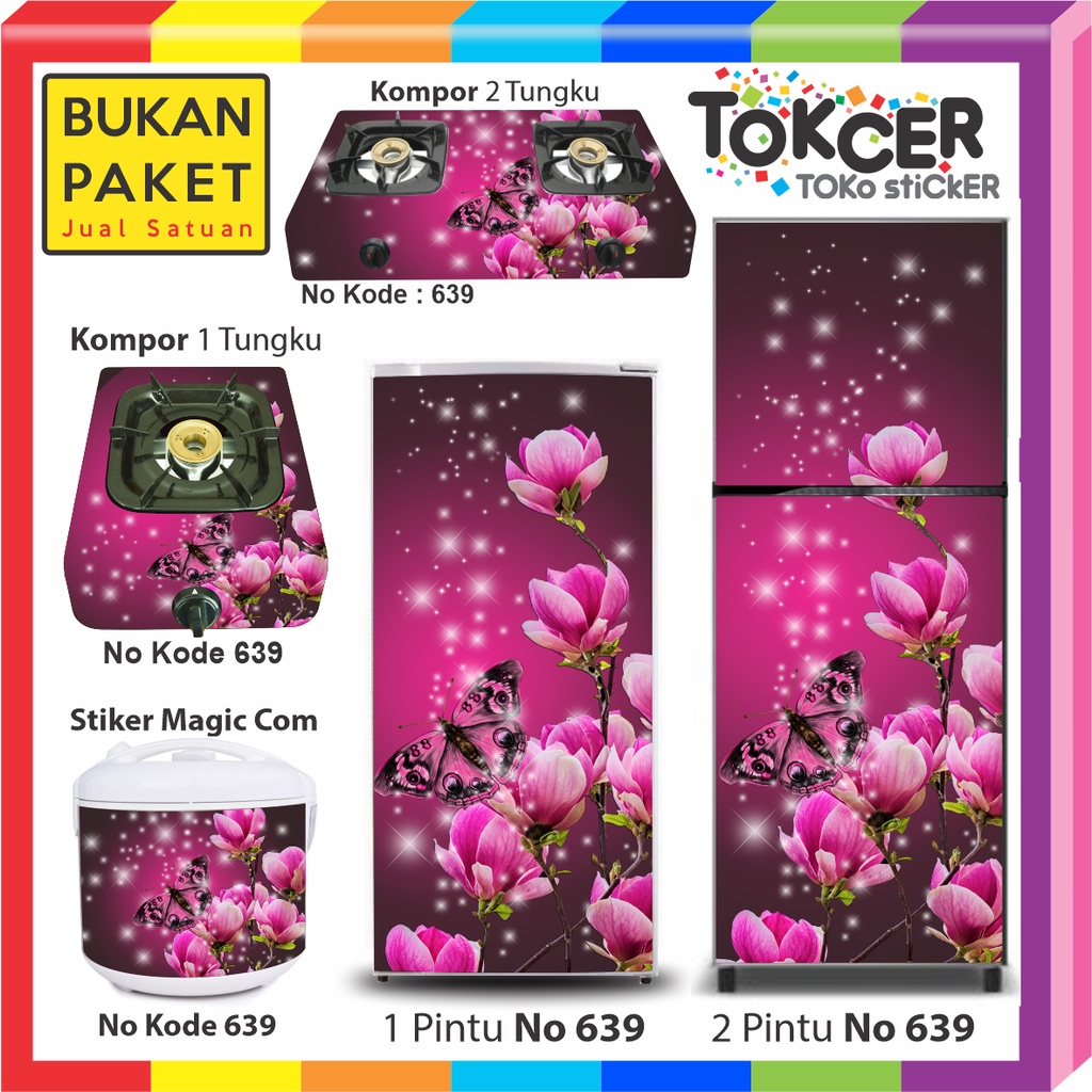 Stiker Kulkas/stiker Kompor/stiker Magicom Kupu-Kupu Bintang PINK