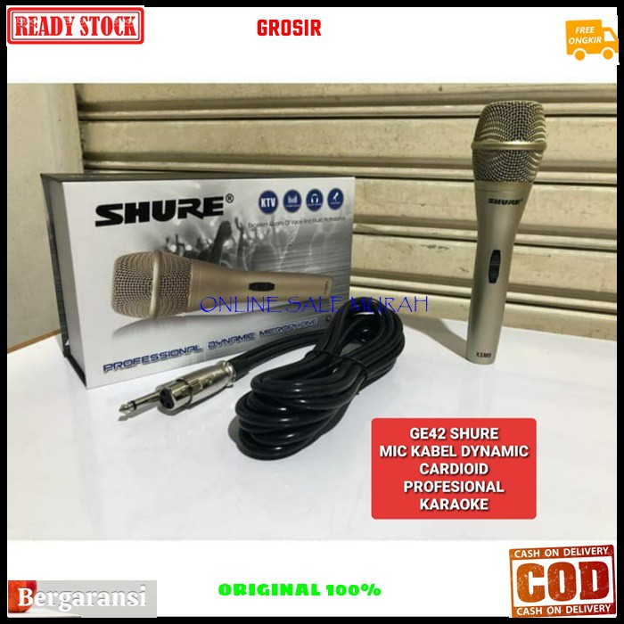 G42 Shure Mic kabel sound system Microphone dynamic cardioid profesional karaoke vocal vocal audio mik pengeras suara pro profesional vokal mikrophone G42   BISA DIGUNAKAN SEGALA JENIS AUDIO SOUND  LANGSUNG NYALA TANPA PAKAI BATERAI  Bahan dari besi metal