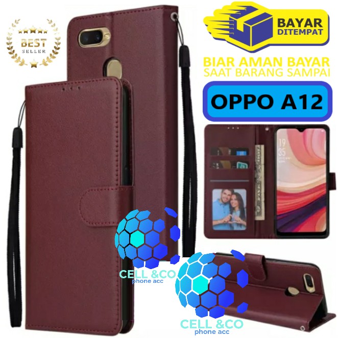 Flip cover OPPO A12 Flip case buka tutup kesing hp casing flip case leather wallet