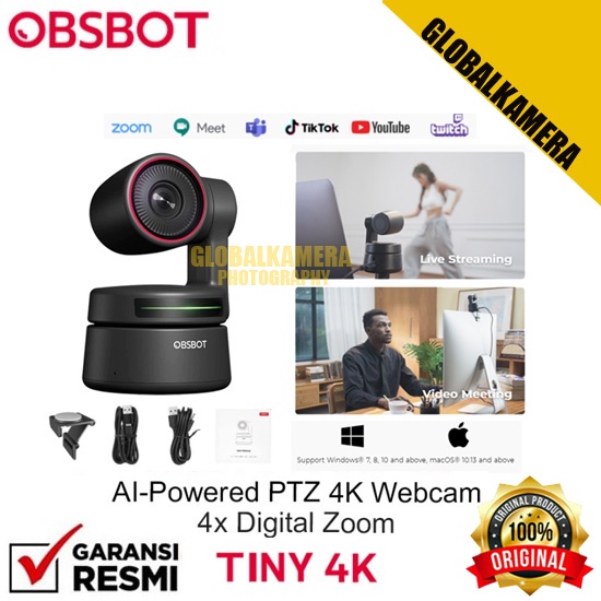 OBSBOT Tiny 4K AI-Powered PTZ 4K Webcam Camera