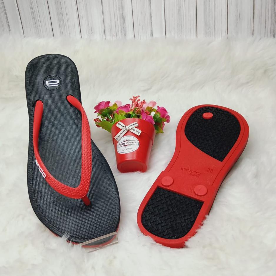 TŦ0G SANDAL JEPIT TRENDY ANDO KELLY ORIGINAL (HITAM/MERAH) NPD ❤️