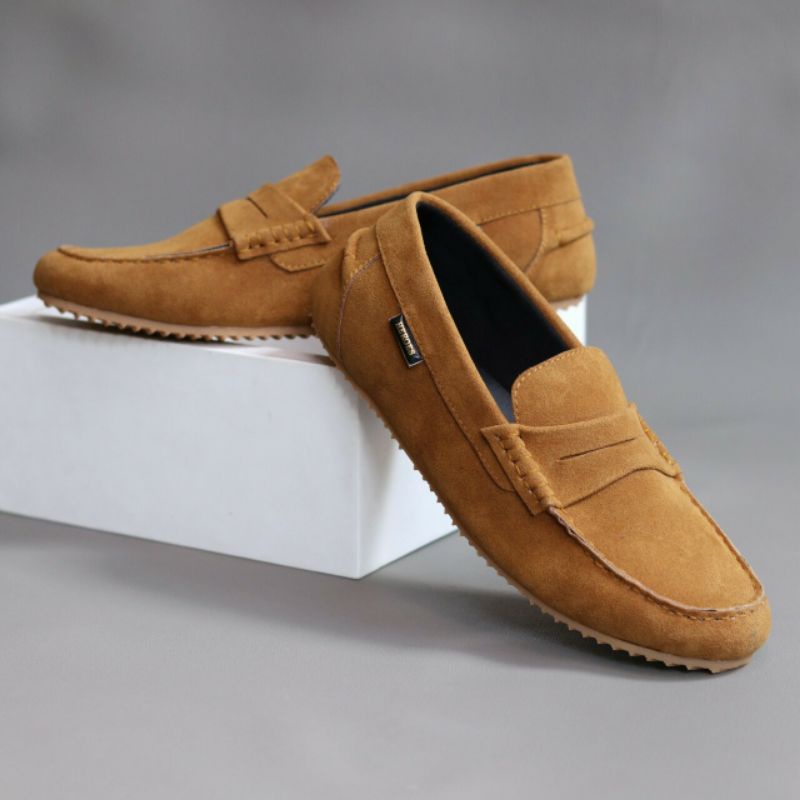 NOAH | Sepatu Pria Kasual Santai Original Loafer Kulit Suede Slop Formal Kerja Kantor