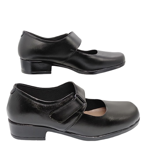 Sepatu paskibraka wanita kulit asli original hitam polos big size jumbo formal pantofel cewek hak 3cm glossy buat sekolah anak perempuan slip on tali gesper perekat kreket selop slop terbaru kekinian murah promo cuci gudang gratis ongkir bayar ditempatCOD