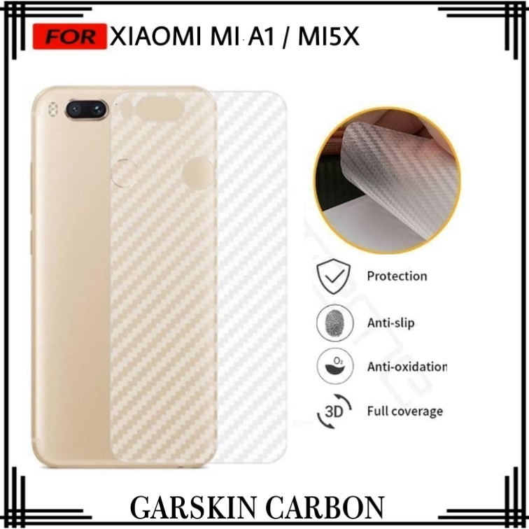 PROMO GARSKIN CARBON XIAOMI  MI A1 / MI 5X ANTI GORES BELAKANG HANDPHONE ANTI LENGKET BEKAS LEM