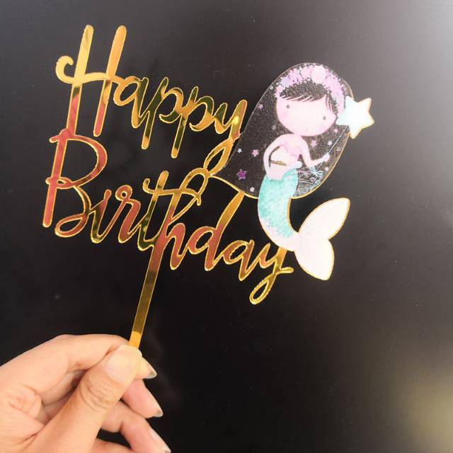 Cake Topper Happy Birthday Mermaid Kue Ultah Tema Putri Duyung Hiasan Birthday Cake Murah