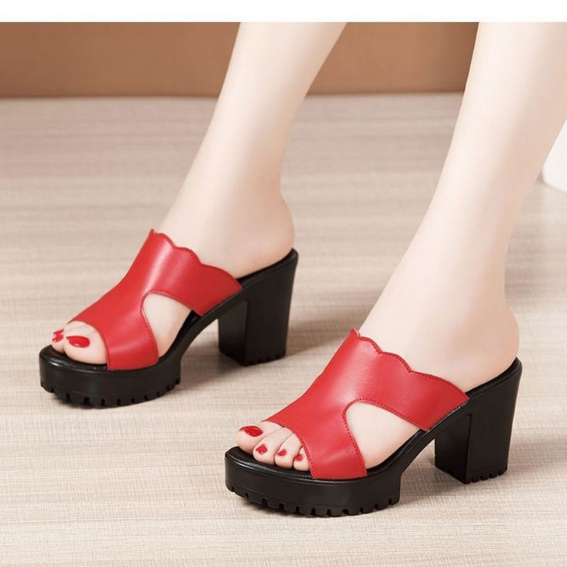 Sepatu heels tumit bahan kulit sapi asli (Ex-013)