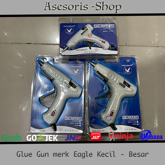 

Glue Gun / Lem Tembak merk Eagle Putih Kecil 20W dan Besar 40W & 60W