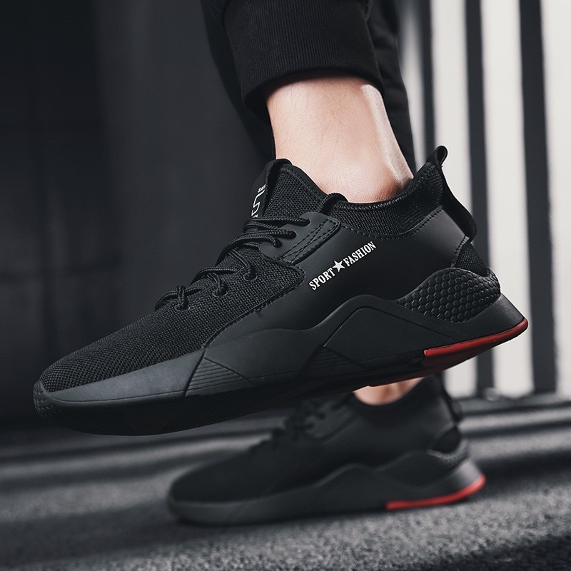 1001 IMPORT SEPATU SNEAKERS PRIA NEW SPORT FASHION + BOX DAN KAOS KAKI  !!! HITAM