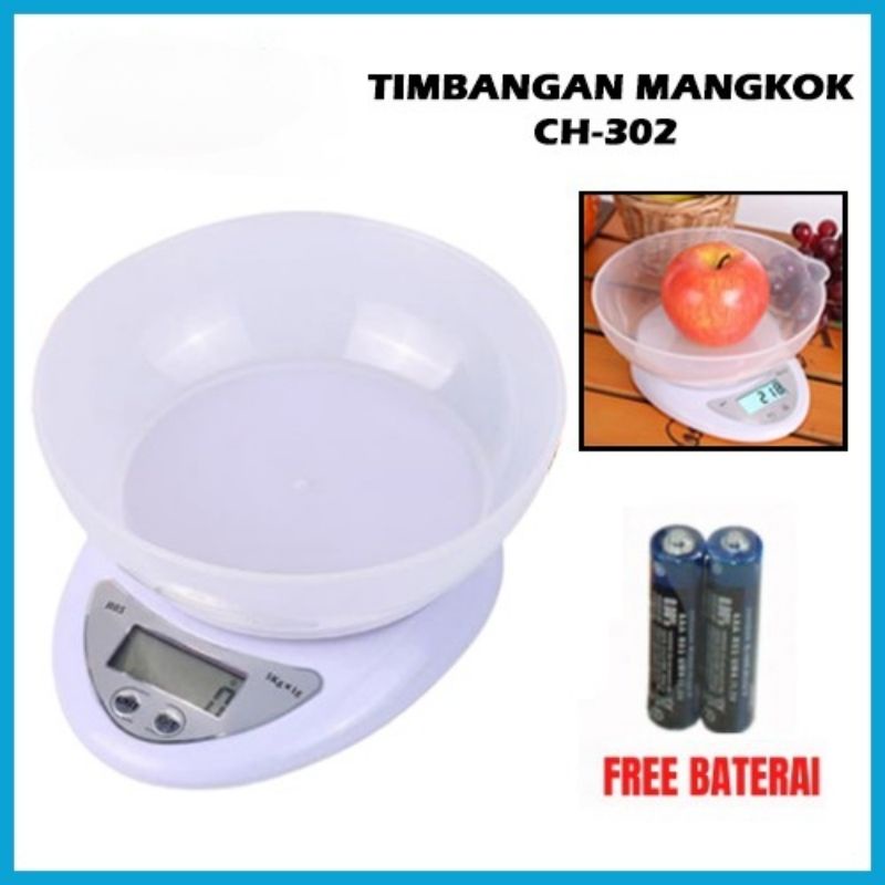 [BISA COD] Timbangan Dapur Digital Mangkok CH-302 Electronic Kitchen Scale 5kg